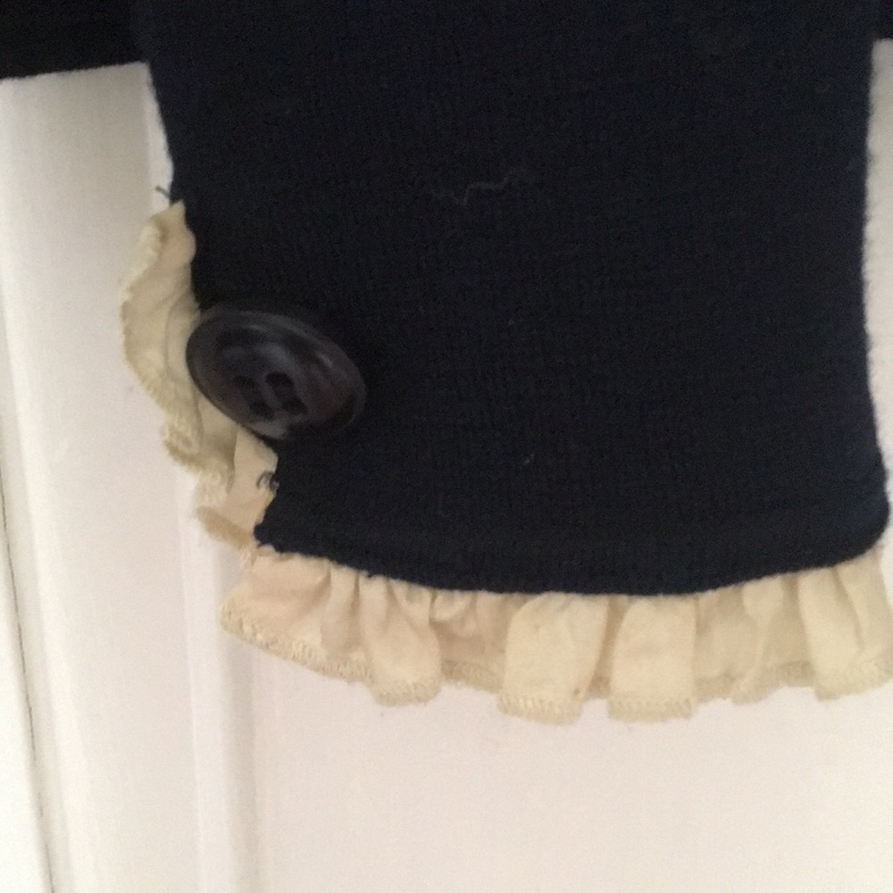 Navy Knit Jacket with Ruffled Detail - Picture 5 of 6